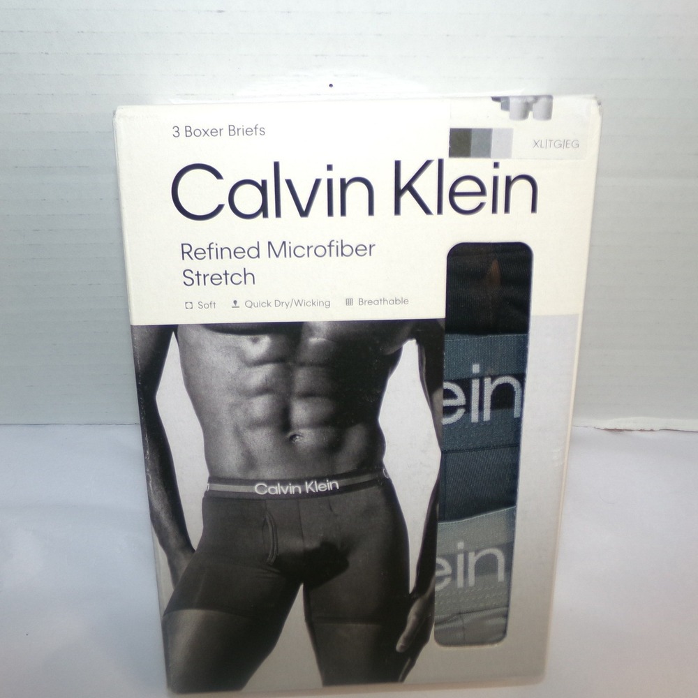 Calvin Klein Mens 3 Pack Refined Microfiber Stretch Boxer Briefs XL